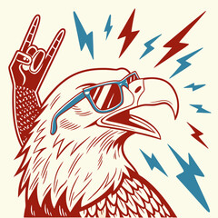 Eagle with Shades Making Rock Sign – Pop Art Edition