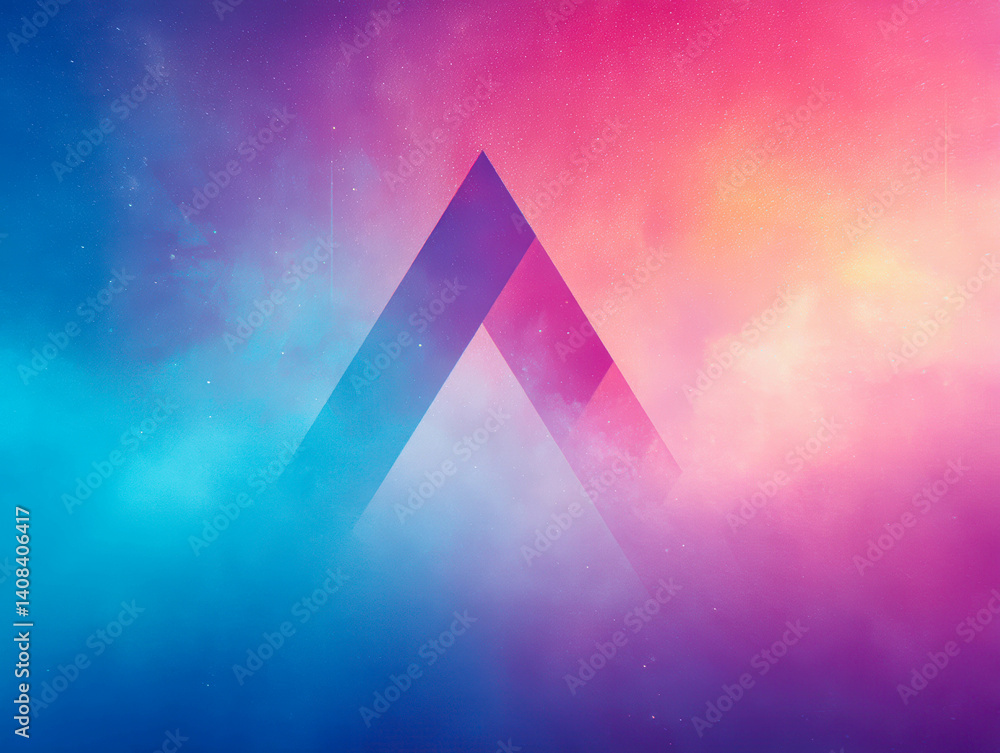 Poster shadows form a mystical triangle around a vibrant moonstone in a gradient galaxy scene
