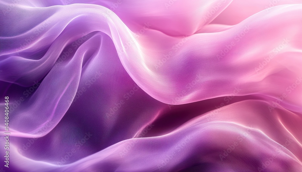Poster Soft purple waves gently ripple under soft light creating a serene and calming atmosphere ideal for relaxation and meditation sessions in tranquil environments