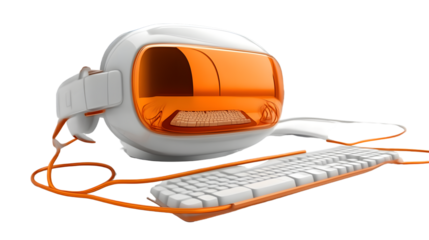 Futuristic Computer Helmet with Keyboard Innovative Technology for Virtual Reality and Gaming