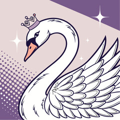 Fototapeta premium Stylish Swan Looking Over Shoulder – Pop Art Fashion Pose