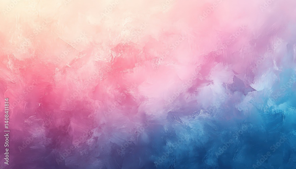Aufkleber Soft pastel clouds fill the sky at dawn, creating a tranquil and serene atmosphere over the horizon in the early morning light