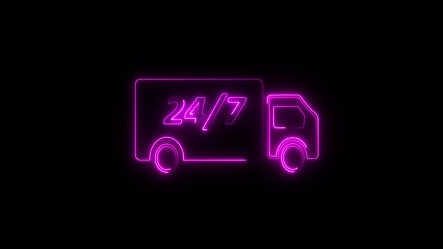 Neon Tractor Icon Animation - Farming and Agriculture Equipment Symbol Animation CAR Icon Animation - Farming and Agriculture Delivery tracking icon.