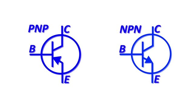 Transistor npn schematic use for switch electronic with LED symbol vector on white background animation