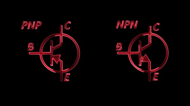Transistor npn schematic use for switch electronic with LED symbol vector on white background animation
