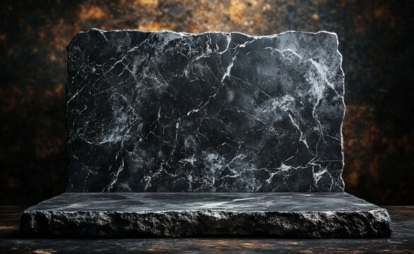 A black stone slab with a white border