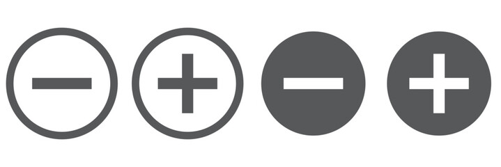 Plus and minus vector icon in modern design style for web site and mobile app