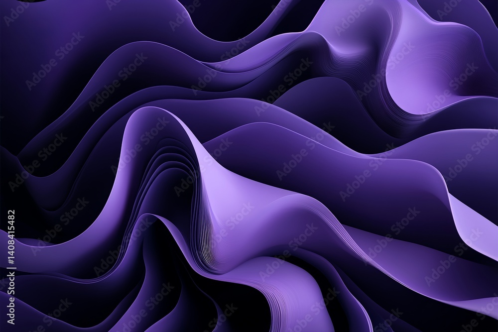 Poster abstract purple waves creating a smooth and flowing texture with light and shadow interplay design