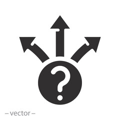 progress pathway signpost, decision choice way icon, three road arrow, option path business, flat vector illustration