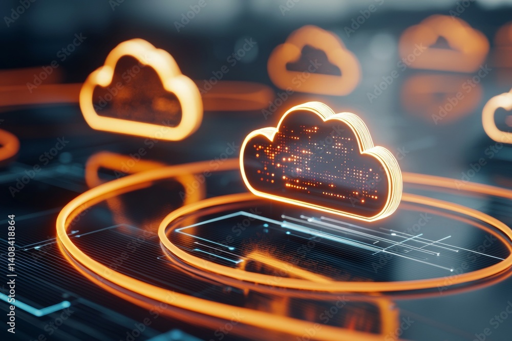 Poster cloud technology in modern data centers with secure online storage digital transformation and future