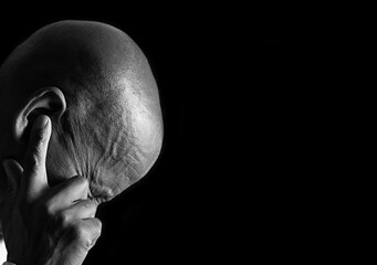 deafness  suffering from deafness and hearing loss on grey background with people stock photo
