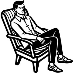 man sitting on a chair  Vector icon illustration silhouette Graphics design image white background 