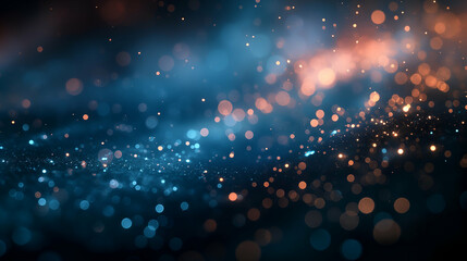 Obraz premium Magical bokeh blue-orange glowing particles for celebrations.