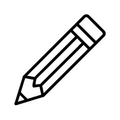 Minimal black line icon of pencil with sharpened tip and eraser, isolated vector symbol for writing, drawing, school, education and creativity