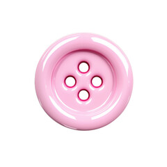 Glossy Pink Button with Four Holes Isolated on White Background