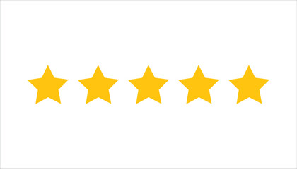 Five stars icon Vector. Five stars customer product rating review flat icon for apps and websites. 