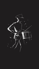 Obraz premium Silhouette Marching Band Drummer Illustration for Music and Performance Themes