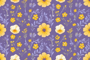 Delicate Floral Design with Bright Yellow Petals on Soft Lavender Backdrop