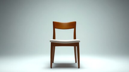 Modern Wooden Chair with Upholstered Seat Against a Neutral Background