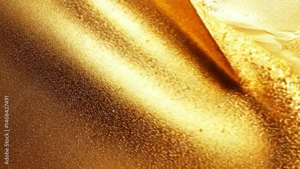 Poster a gold and white swirl pattern with many small bubbles. the bubbles are scattered throughout the ima