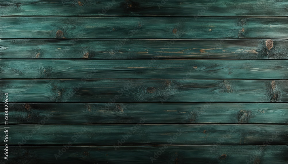 Poster rustic wooden planks with a teal finish create a warm and inviting background perfect for home decor