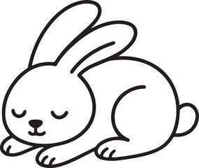 Sleeping Bunny Coloring Page – Peaceful Rabbit Drawing for Kids