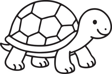 Smiling Turtle Coloring Page – Easy Animal Outline for Kids