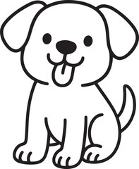 Cartoon Puppy Line Art – Cute Dog Drawing for Kids and Coloring Pages