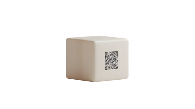 QR Code on a Minimalist Cube Modern Technology Meets Simple Design for Digital Marketing and S
