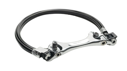 Obraz premium Cycling Brake Cable Housing for Smooth Braking - Isolated on White Background