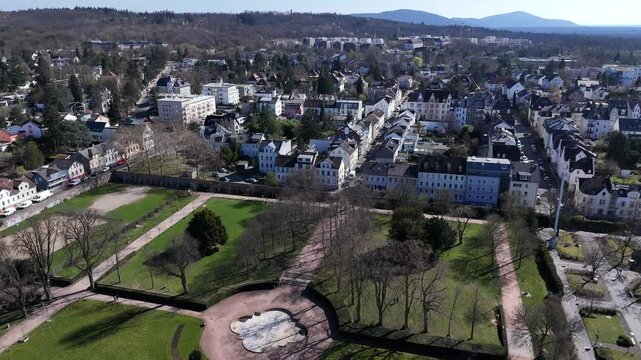 Luftaufnahme vom Stadtteil Bessungen, Darmstadt, Hessen.
