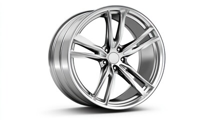 Obraz premium Shiny Chrome Wheel Rim with Sleek Design for Automotive Enthusiasts and Car Customization Proje
