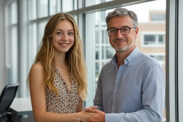Two hands engaging in a handshake during a business meeting, symbolizing agreement and collaboration in a corporate setting
