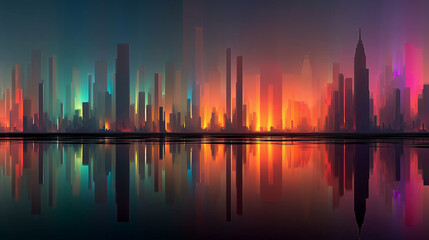 Obraz premium Fond d’écran cyberpunk d’une ville futuriste de nuit