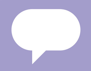 Paper speech bubble in the shape of a rectangle on a aura indigo color background. Flat white chat icon in the form of an empty speech bubble. Free space for text or image. Internet communication.