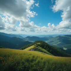 Naklejka premium mountain landscape with blue sky