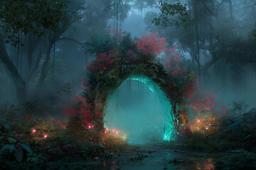 Obraz premium Immerse in an enchanting twilight rainforest where magic, mystery, and vibrant life beautifully converge eternally