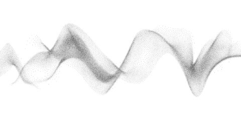 Undulate stippling grit flowing line texture. Wavy noise gradient speckled background. Sound wave particle flow pattern for poster, album cover. Vector illustration