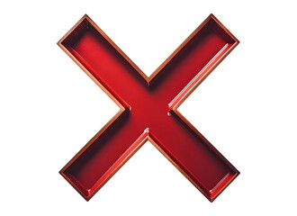 Obraz premium Shiny Red X Sign on Black Surface
