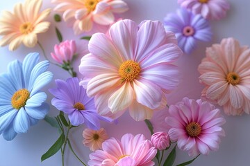 Obraz premium Dynamic Pastel Bloom Arrangements Enhancing Bright Smooth Ambiance