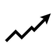 Minimalist ascending zigzag arrow icon representing market increase and financial upturn - concept of economic growth trading success chart