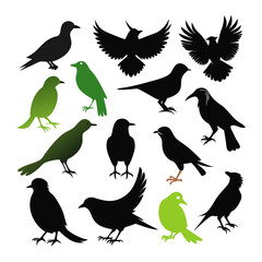 Birds silhouette bundle vector design