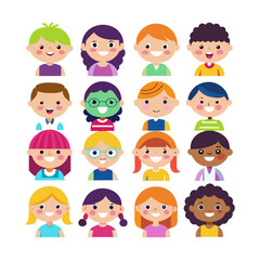 Boy and girl avatar Colorful icons set bundle vector design