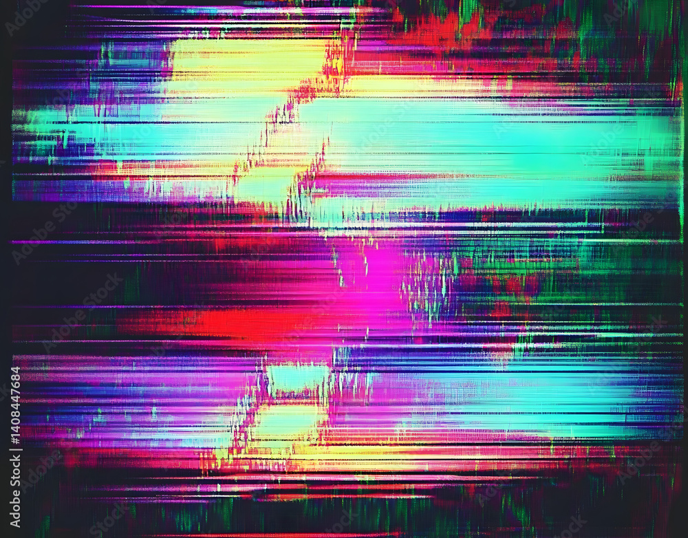 Poster old tv glitch error white noise effect colorful abstract overlay background