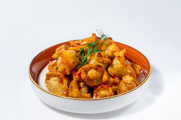 Fried Dumplings on White Background for Food Delivery