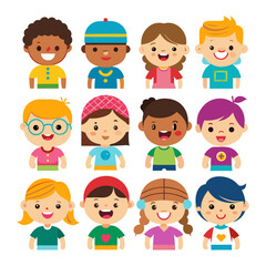 Boy and girl avatar Colorful icons set bundle vector design