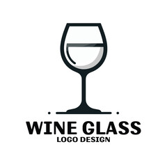 Wine Glass Vector Logo Design