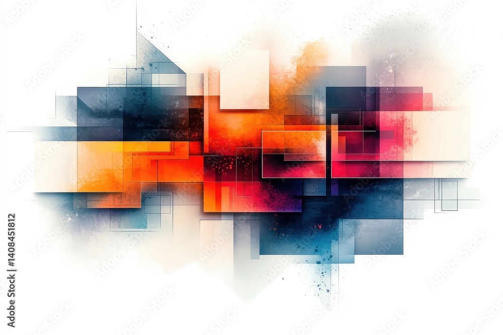 Aufkleber colorful abstract city skyline representation showcasing vibrant hues and geometric shapes creating 