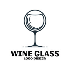Wine Glass Vector Logo Design
