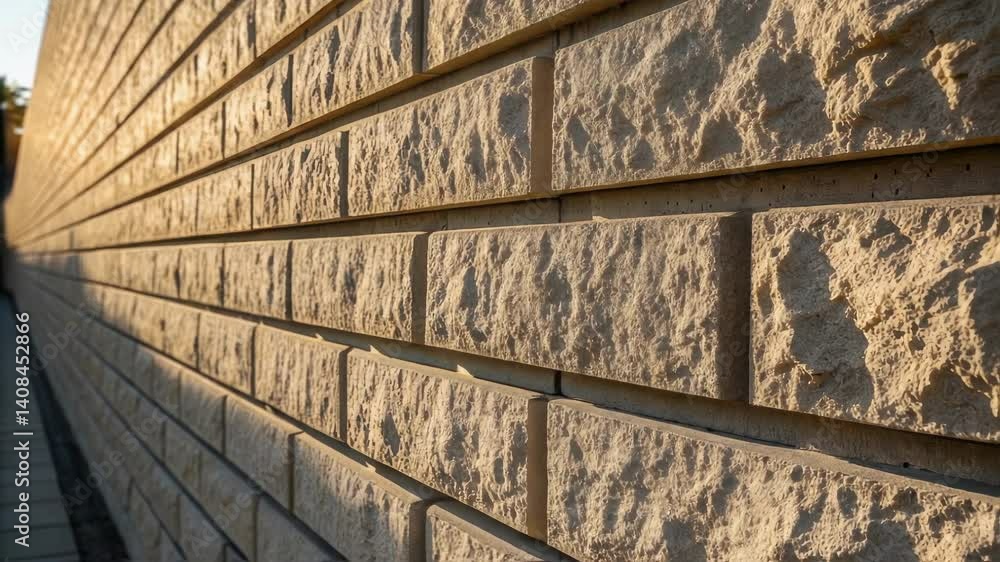 Poster a closeup of textured surfaces on the prefabricated wall highlighting the material quality as sunlig